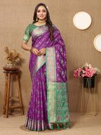 Vedant Vastram Purple Color Kanjeevaram Patola Silk Saree - Purple