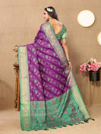 Vedant Vastram Purple Color Kanjeevaram Patola Silk Saree - Purple