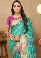 Vedant Vastram See Green Color Kanjeevaram Patola Silk Saree - See Green