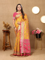 Vedant Vastram Mustard Color Kanjeevaram Patola Silk Saree - Mustard