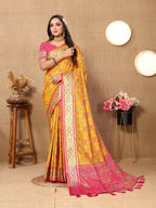 Vedant Vastram Mustard Color Kanjeevaram Patola Silk Saree - Mustard