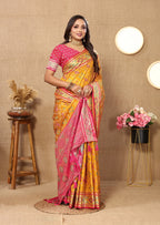 Vedant Vastram Mustard Color Kanjeevaram Patola Silk Saree - Mustard