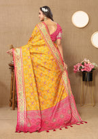 Vedant Vastram Mustard Color Kanjeevaram Patola Silk Saree - Mustard