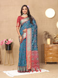 Vedant Vastram Navy Blue Color Kanjeevaram Patola Silk Saree - Navy Blue