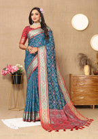 Vedant Vastram Navy Blue Color Kanjeevaram Patola Silk Saree - Navy Blue