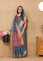 Vedant Vastram Navy Blue Color Kanjeevaram Patola Silk Saree - Navy Blue