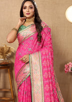 Vedant Vastram Pink Color Kanjeevaram Patola Silk Saree - Pink