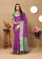 Vedant Vastram Purple Color Kanjeevaram Patola Silk Saree - Purple