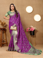 Vedant Vastram Purple Color Kanjeevaram Patola Silk Saree - Purple