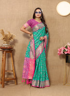 Vedant Vastram See Green Color Kanjeevaram Patola Silk Saree - See Green
