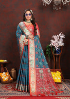 Vedant Vastram Navy Blue Color Kanjeevaram Patola Silk Saree - Navy Blue