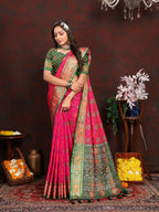 Vedant Vastram Pink Color Kanjeevaram Patola Silk Saree - Pink