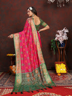 Vedant Vastram Pink Color Kanjeevaram Patola Silk Saree - Pink
