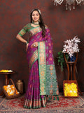 Vedant Vastram Purple Color Kanjeevaram Patola Silk Saree - Purple