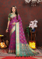 Vedant Vastram Purple Color Kanjeevaram Patola Silk Saree - Purple