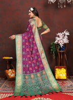 Vedant Vastram Purple Color Kanjeevaram Patola Silk Saree - Purple