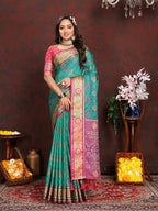 Vedant Vastram See Green Color Kanjeevaram Patola Silk Saree - See Green