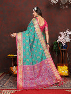 Vedant Vastram See Green Color Kanjeevaram Patola Silk Saree - See Green