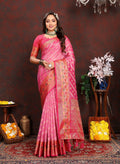 Vedant Vastram Pink Color Kanjeevaram Organza Silk Saree - Pink