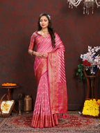 Vedant Vastram Pink Color Kanjeevaram Organza Silk Saree - Pink