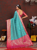 Vedant Vastram Rama Color Kanjeevaram Organza Silk Saree - Rama