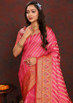 Vedant Vastram Tomato Color Kanjeevaram Organza Silk Saree - Tomato