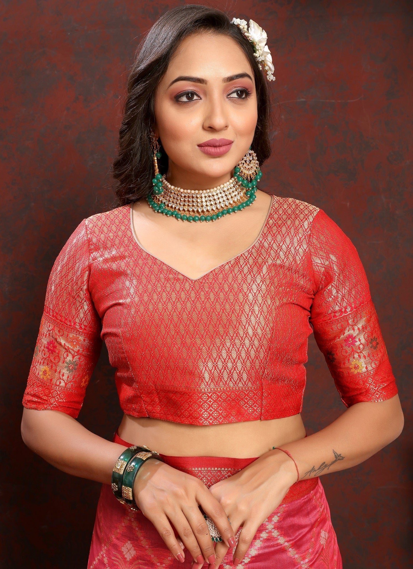 Vedant Vastram Peach Color Kanjeevaram Organza Silk Saree - Peach