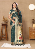 Vedant Vastram Bottle Green Color Paithani Silk Saree - Bottle Green - Distacart