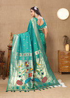 Vedant Vastram See Green Color Paithani Silk Saree - See Green - Distacart