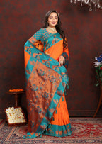 Vedant Vastram Orange Color Paithani Silk Saree - Orange