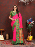 Vedant Vastram Pink Color Paithani Silk Saree - Pink