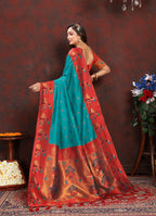 Vedant Vastram Rama Color Paithani Silk Saree - Rama
