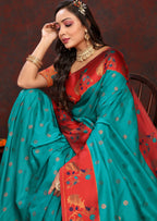 Vedant Vastram Rama Color Paithani Silk Saree - Rama