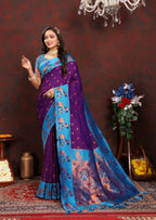 Vedant Vastram Violet Color Paithani Silk Saree - Violet