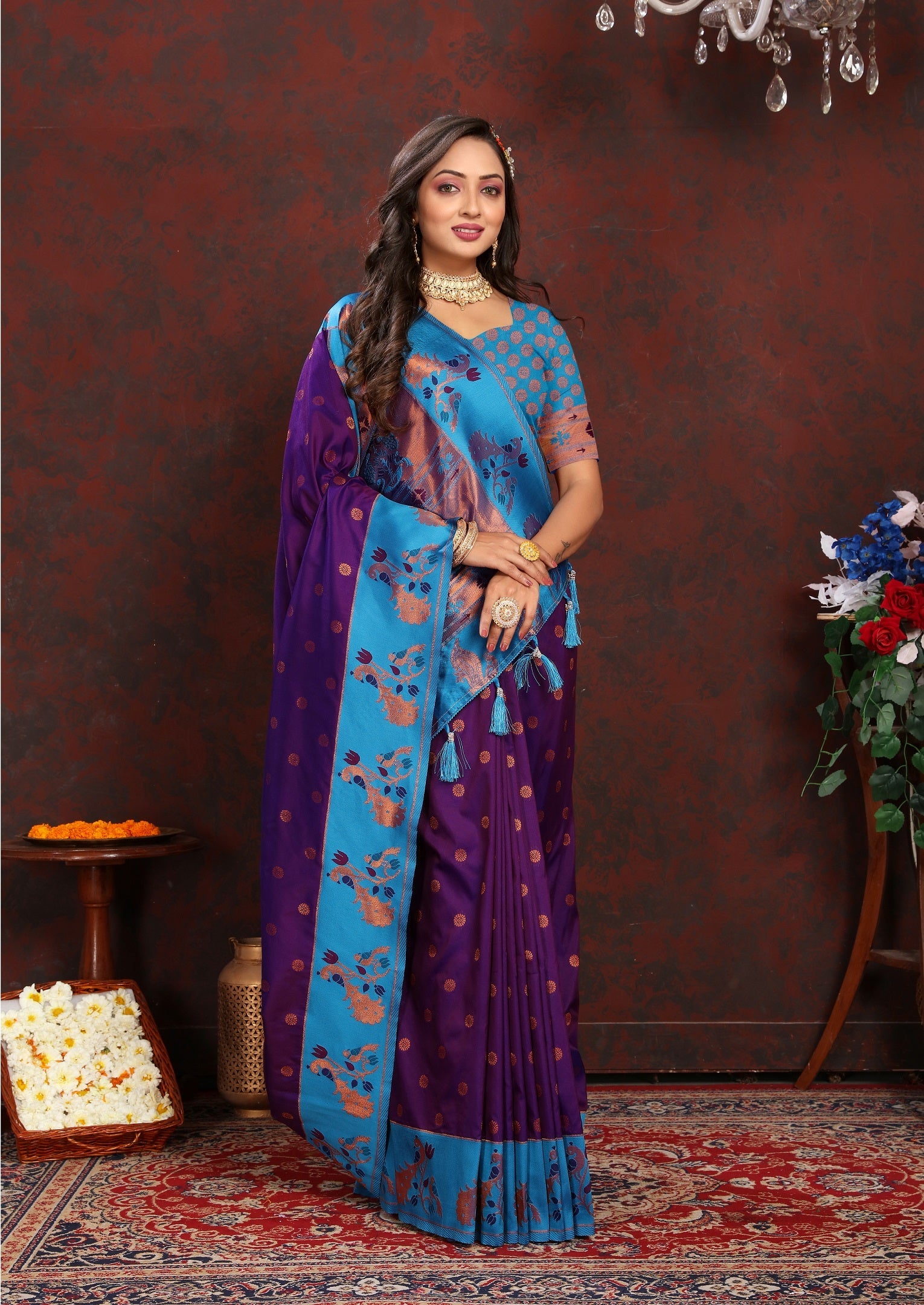 Vedant Vastram Violet Color Paithani Silk Saree - Violet