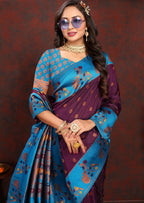 Vedant Vastram Wine Color Paithani Silk Saree - Wine