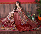 Vedant Vastram Wine Color Kanjeevaram Silk Saree - Wine