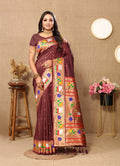Vedant Vastram Brown Color Paithani Silk Saree - Brown - Distacart