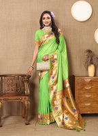 Vedant Vastram Parrot Color Paithani Silk Saree - Parrot - Distacart