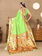 Vedant Vastram Parrot Color Paithani Silk Saree - Parrot - Distacart