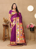 Vedant Vastram Purple Color Paithani Silk Saree - Purple - Distacart