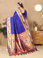 Vedant Vastram Royal Blue Color Paithani Silk Saree - Royal Blue - Distacart