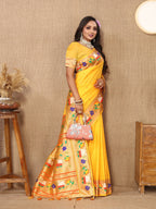 Vedant Vastram Yellow Color Paithani Silk Saree - Yellow - Distacart