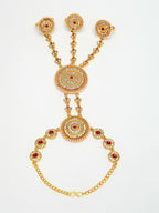 NVR Women's Gold-Polished CZ Stone-Studded Handcrafted Ring Bracelet - Distacart