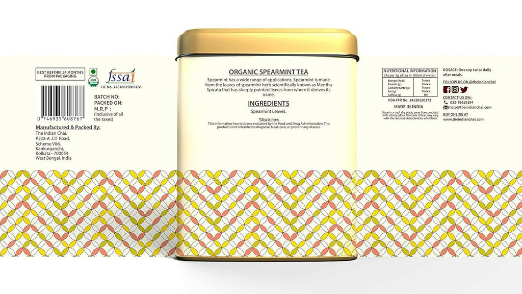 The Indian Chai – Organic Spearmint Tea 30 Pyramid Tea Bags - Distacart