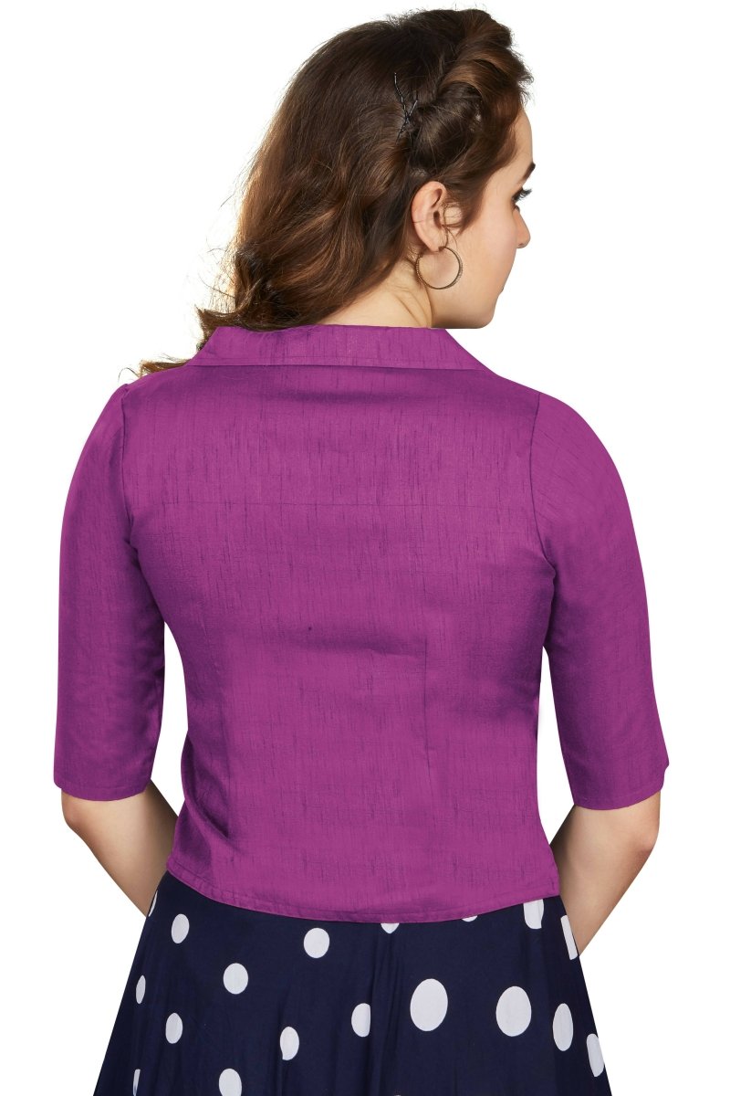 Aastha Fashion Women's Women's Purple Art Silk Button Readymade Blouse
