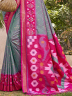 Shree Shyam Fashion Pochampalli Silk Grey Saree - Distacart