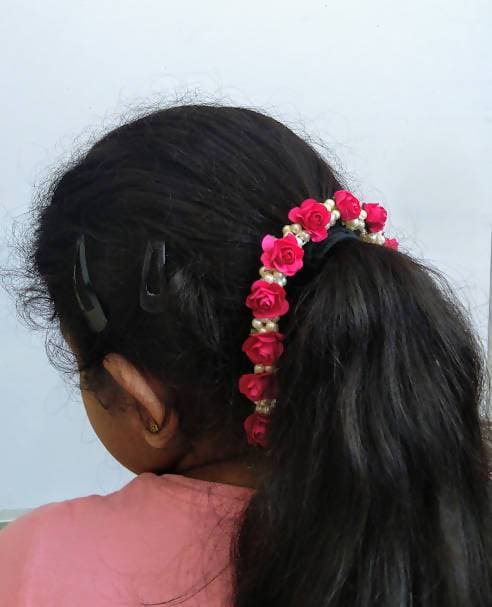 Pink Moti Style Hair Gajra