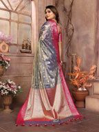 Vedant Vastram Tissue Silk Kanjeevaram Silk Saree - Blue