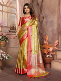 Vedant Vastram Tissue Silk Kanjeevaram Silk Saree - Olive